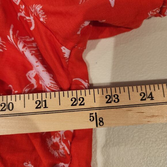 Ava & Viv Womens Orange Pink Floral Smocked Puff Sleeve Blouse Size 3X Beach - Picture 7 of 10